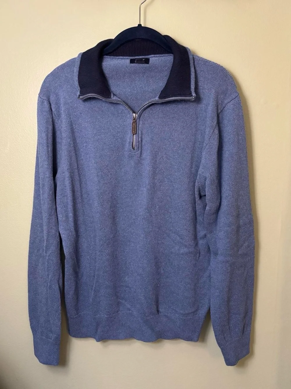 J.Crew Factory 100% Cotton Quarter-Zip Sweater - Heathered Blue (Large)